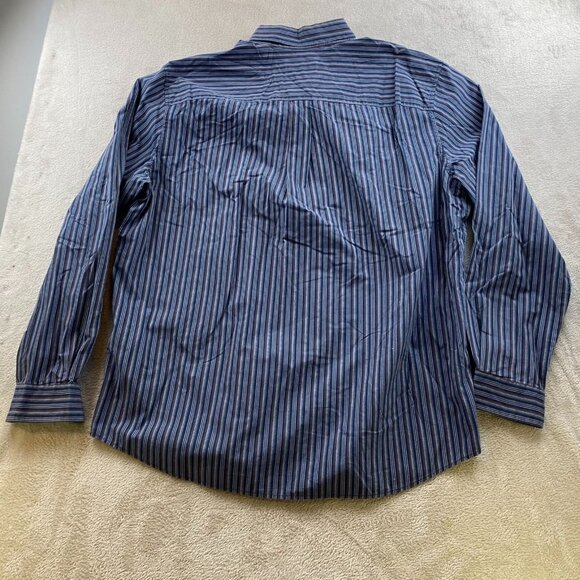 Eddie Bauer Mens Shirt Large Striped Button Down Long Sleeve Casual Classic Blue - Picture 12 of 12